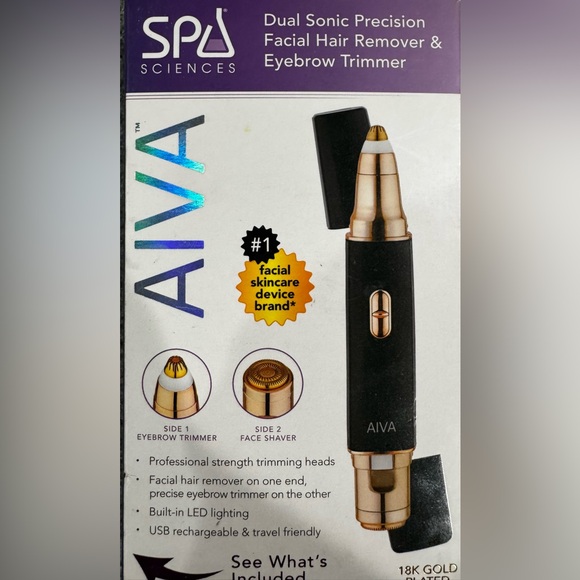 SPA SCIENCES AIVA: 2-in-1 Rechargsble Facial Hair Remover/ Eyebrow Trimmer - Picture 1 of 9